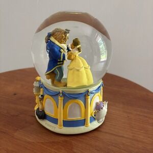 Vintage Disney Beauty & The Beast Musical Water Snow Globe No Box 1991 Belle